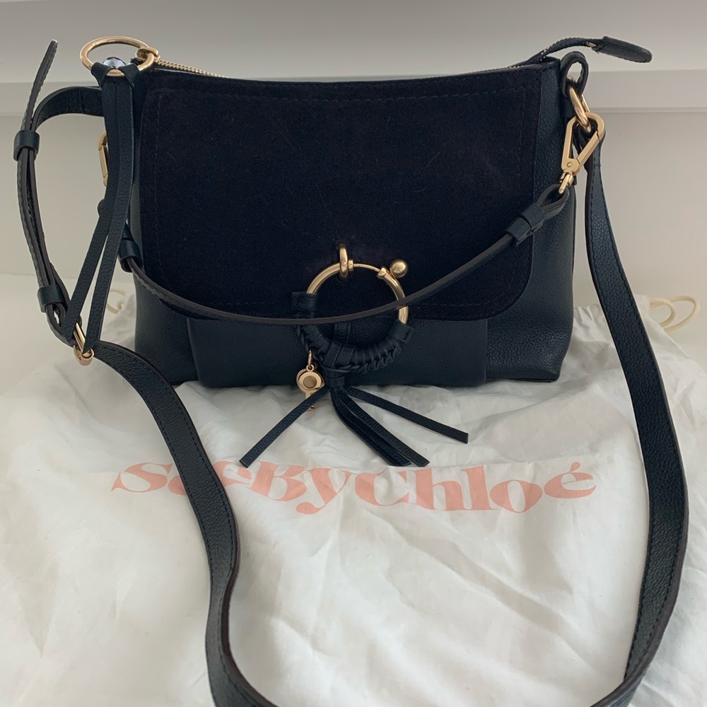 See By Chloe Black Crossbody Bag with Gold Hardware